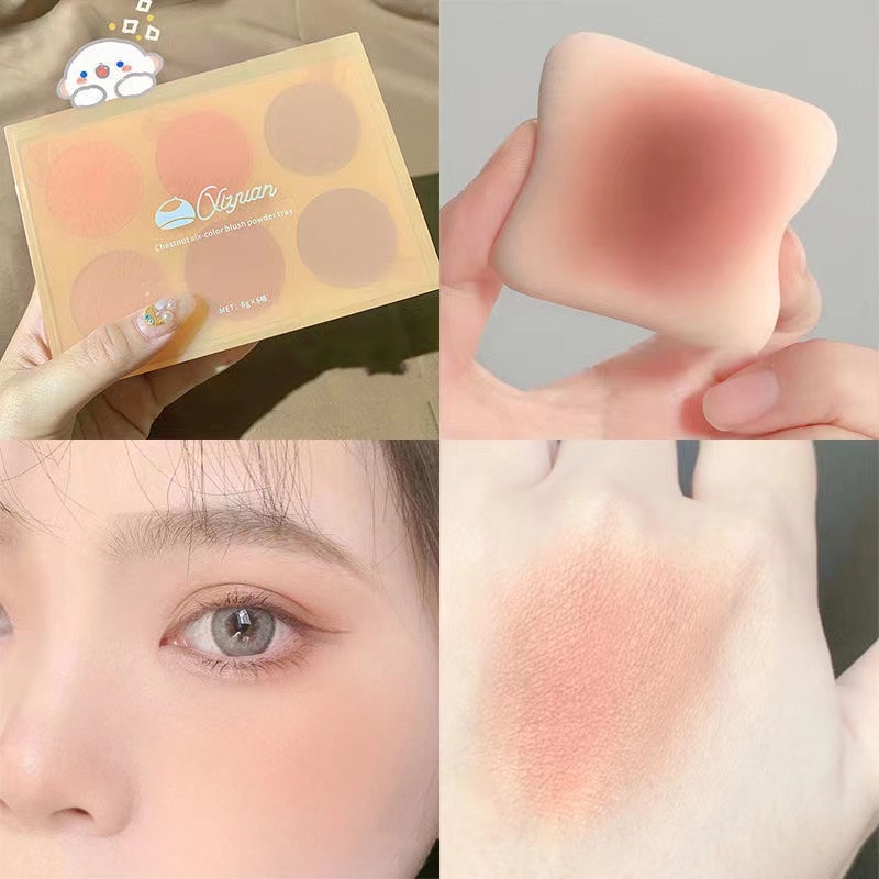 Bảng phấn má hồng Xiyuan sáu màu sắc ánh ngọc trai dành cho nữ YR