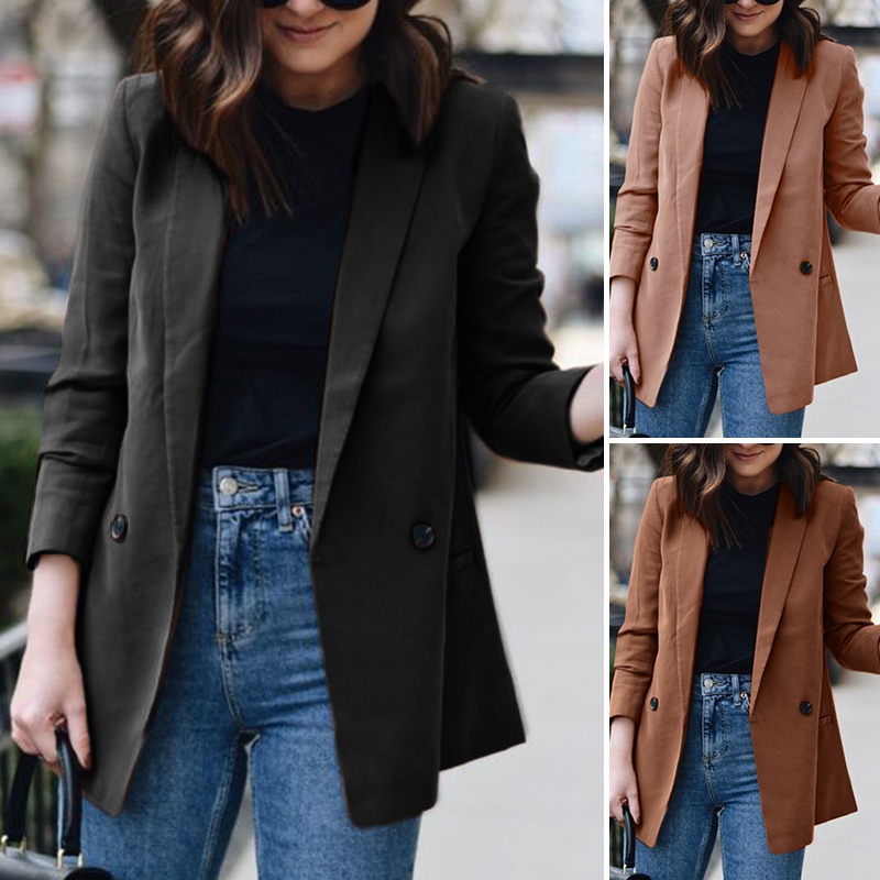 Áo khoác blazer Zanzea tay dài màu trơn kiểu dáng thanh lịch cho nữ | BigBuy360 - bigbuy360.vn