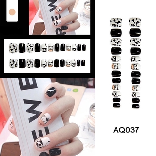 Móng tay giả in hình bò sữa màu trắng đen mới