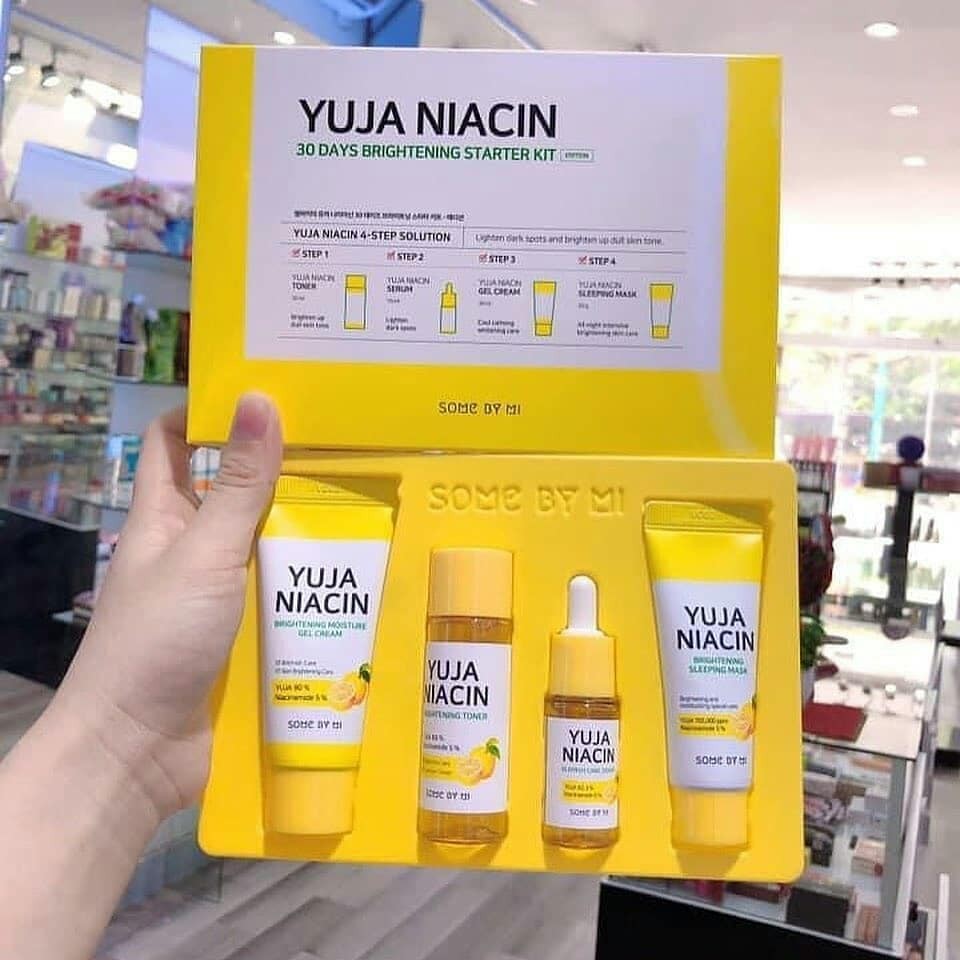 Bộ kit 4 món dưỡng trắng da, mờ thâm nám Chiết Xuất Quả Thanh Yên Some By Mi Yuja Niacin 30 Days Brightening Starter Kit