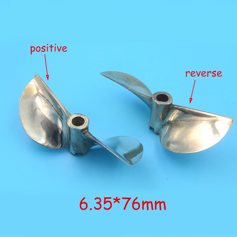 Cánh Quạt Bằng Kim Loại 6.35*76mm 2 Cánh Quạt Trái/Phải Cho Mô Hình Tàu Thuyền Đua O 7616