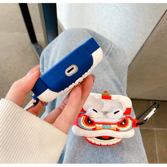 Vỏ bảo vệ hộp sạc tai nghe bằng TPU hình chú lân dễ thương thích hợp cho Airpods Pro 1 2 3 case