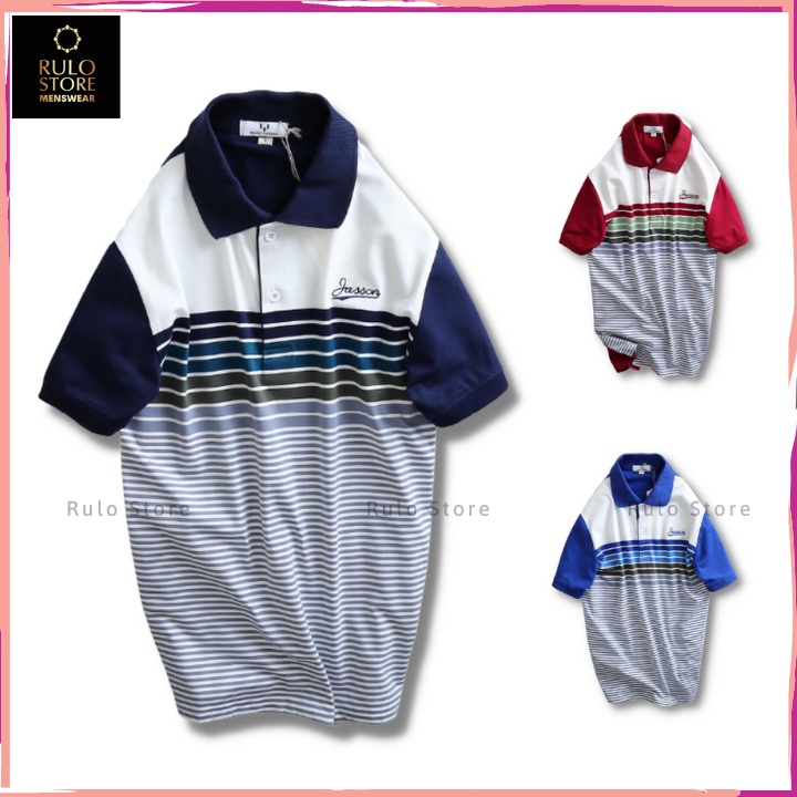 Áo polo nam sọc kẻ nam cotton trơn mát mẻ
