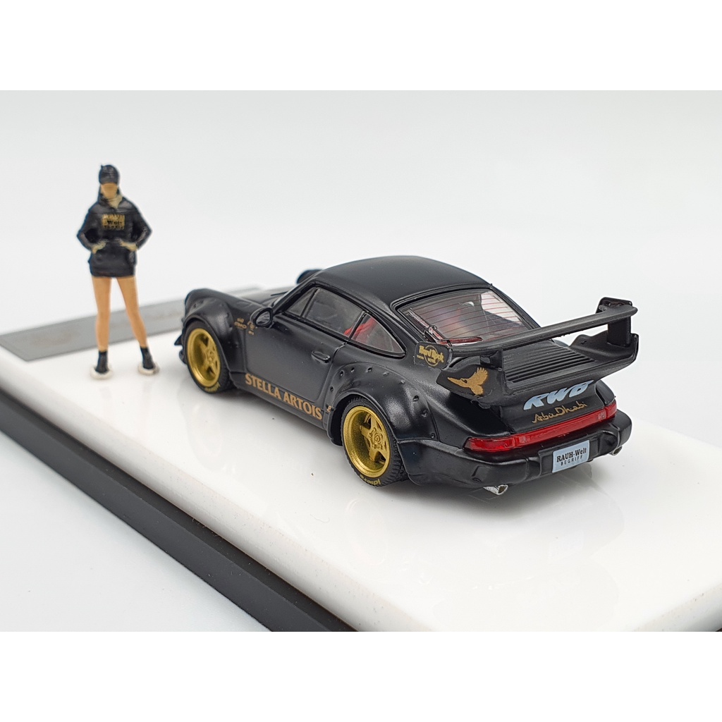 Xe Mô Hình Porsche Rauh-Welt Stella Artois 1:64 Time Micro x Moxtoys ( Đen )