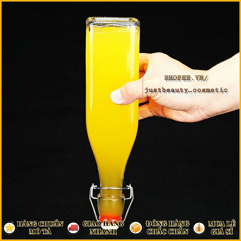 CHAI THỦY TINH có NẮP GÀI dáng Vuông/Tròn/Bầu kín hơi LỌ THỦY TINH nút CÀI nhựa kiểu Ý nhập khẩu 250ml 500ml 1L 1000ml
