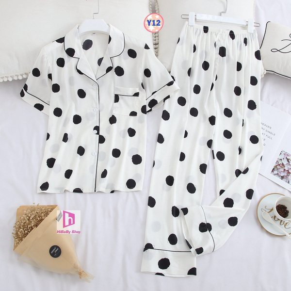 Pijama Lụa Tay Ngắn Quần Dài Y12