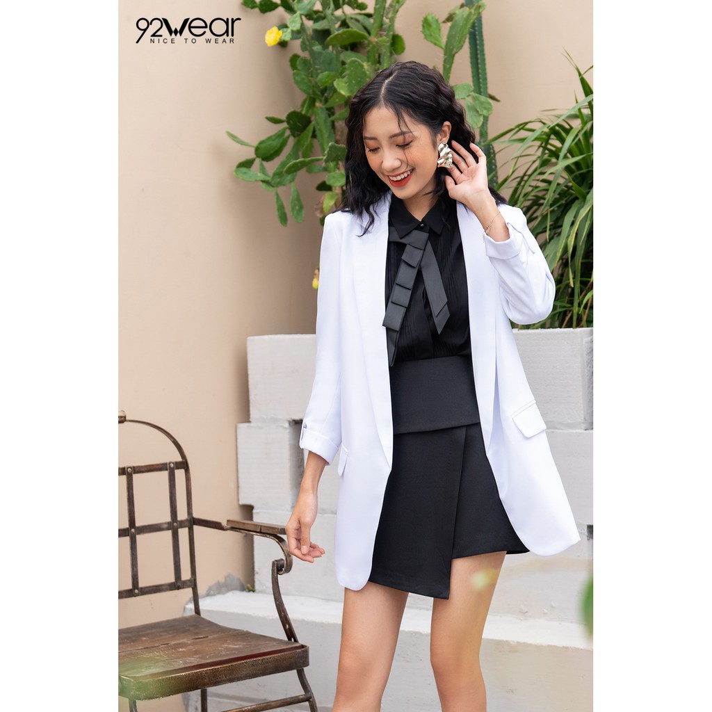 [Mã FAMALLT5 giảm 15% đơn 150k] Áo vest nữ blazer công sở dáng dài tay lỡ VDW0662 - 92WEAR