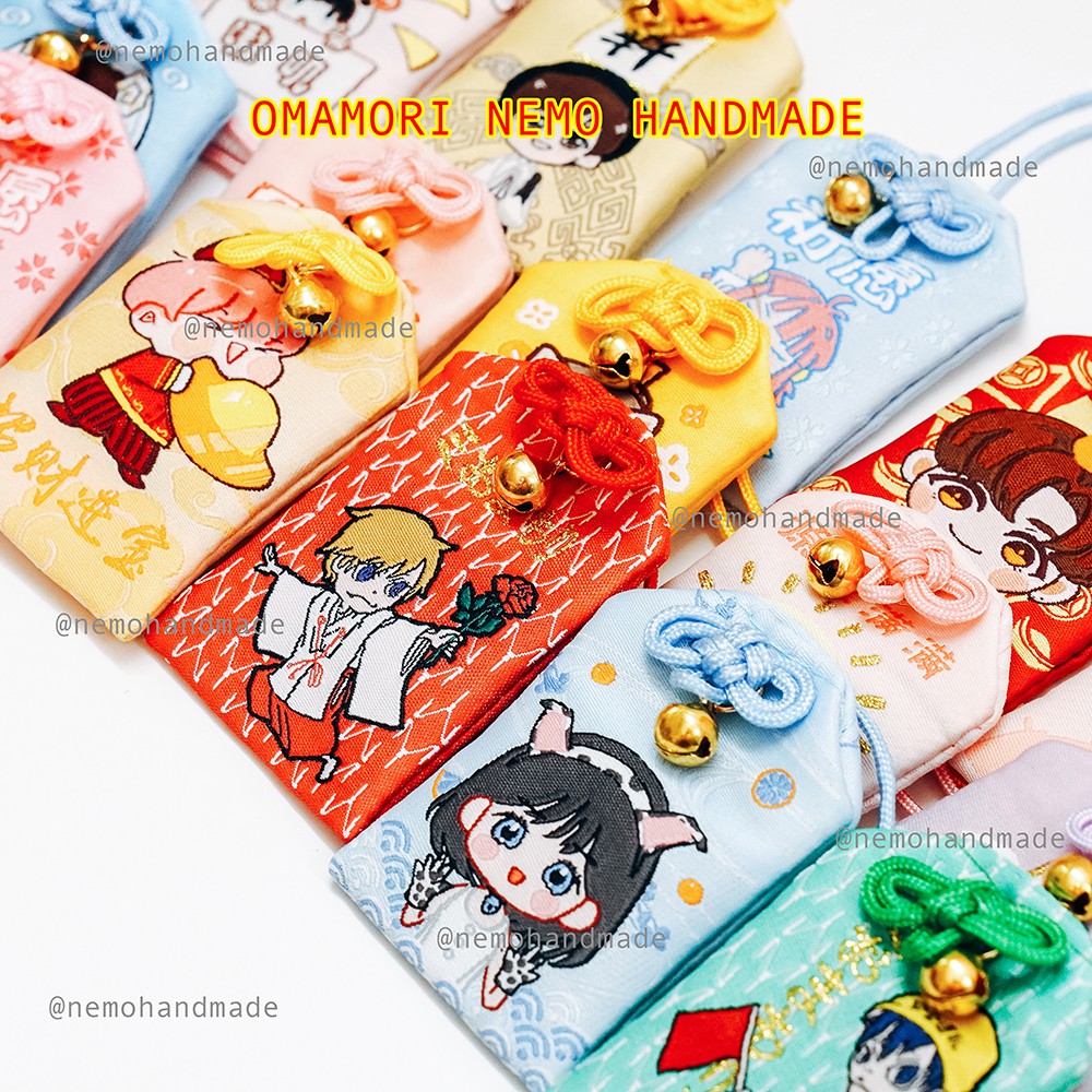 Túi Omamori Hình Chibi nhiều ý nghĩa tặng vỏ bọc, hoa khô thơm, đá phong thủy, giấy ước nguyện - Mã sản phẩm OM18M