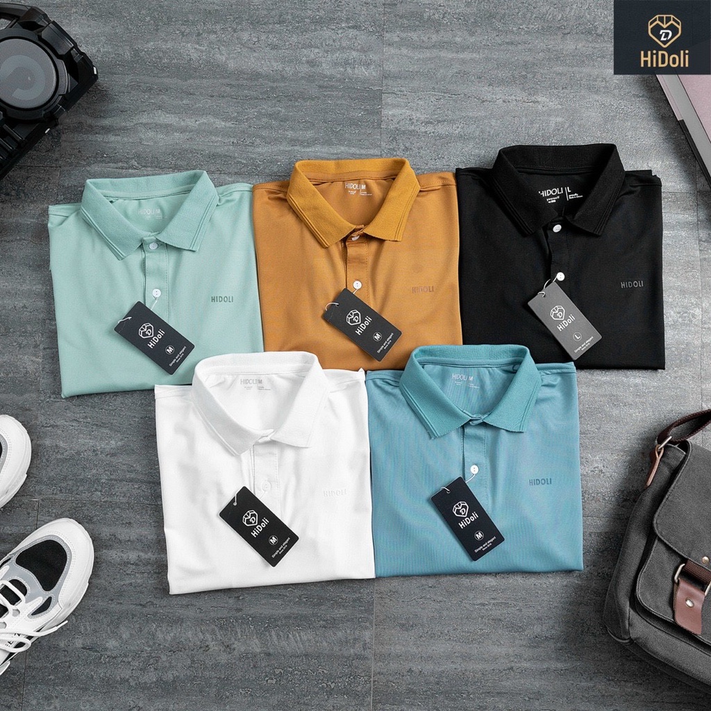 Áo polo trơn nam HIDOLI in logo