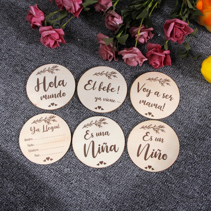 Set 6 Tấm Thẻ Ghi Chú Đánh Dấu Cột Mốc Tháng In Chữ Tiếng Anh Handmade Dành Cho Các Bé