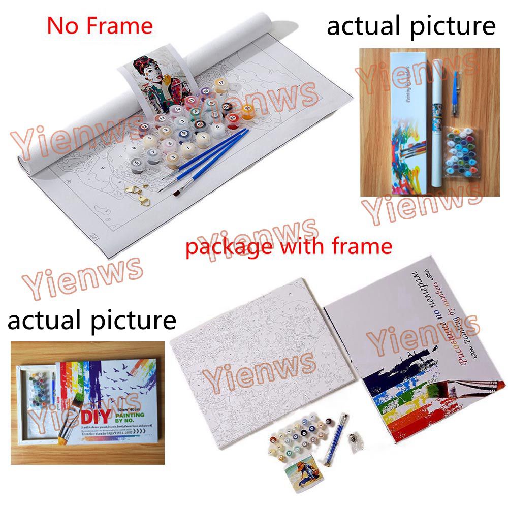 Tranh tô màu dầu canvas theo số kèm khung họa tiết phong cảnh DIY 40 * 50cm