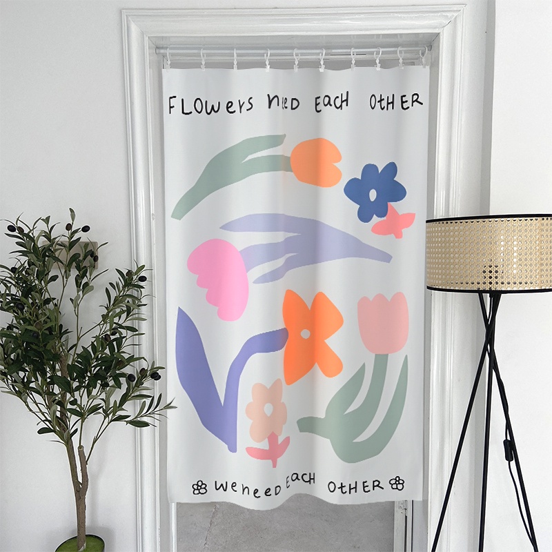 Rèm Treo Cửa Họa Tiết Hoa Tulip Trang Trí Nhà Bếp Phong Cách Bắc Âu