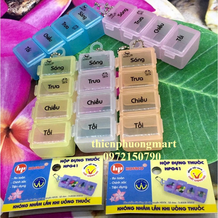 Hộp chia thuốc 4 ngăn HPG41 - Hộp phân chia thuốc uống theo ngày HOFACO tiện lợi an toàn