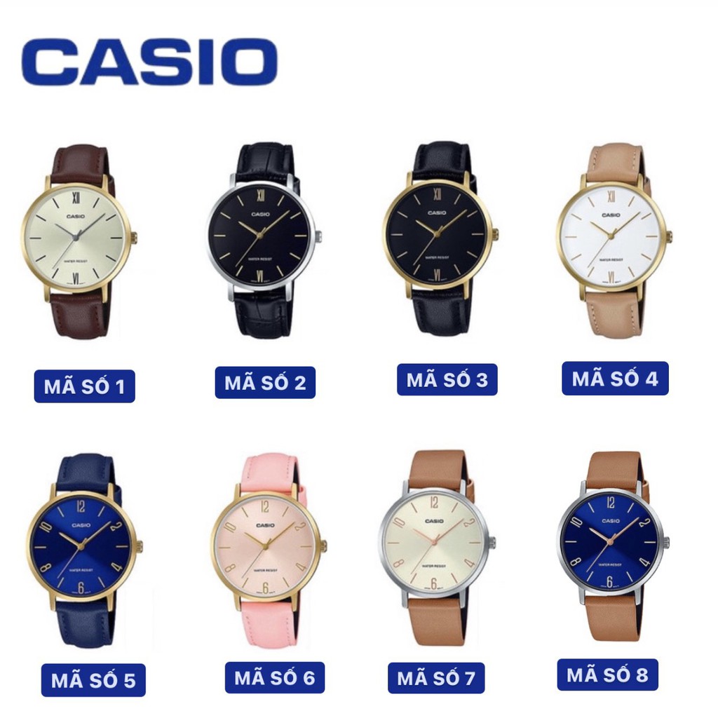 Đồng hồ nữ Casio chính hãng mặt tròn chống nước 3ATM , dây da - đồng hồ LTP-VT01