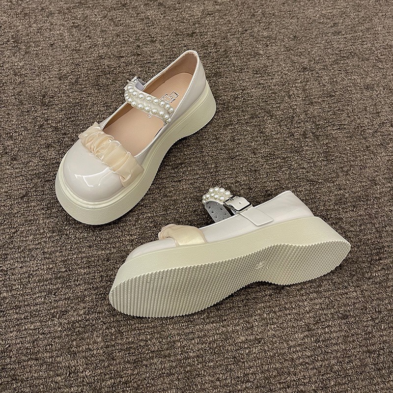 Giày Lolita Búp Bê Dễ Thương Viền Ren Quai Ngọc Độn Đế Nhẹ Hàn Quốc FLOWER G29 - nguyentrang239