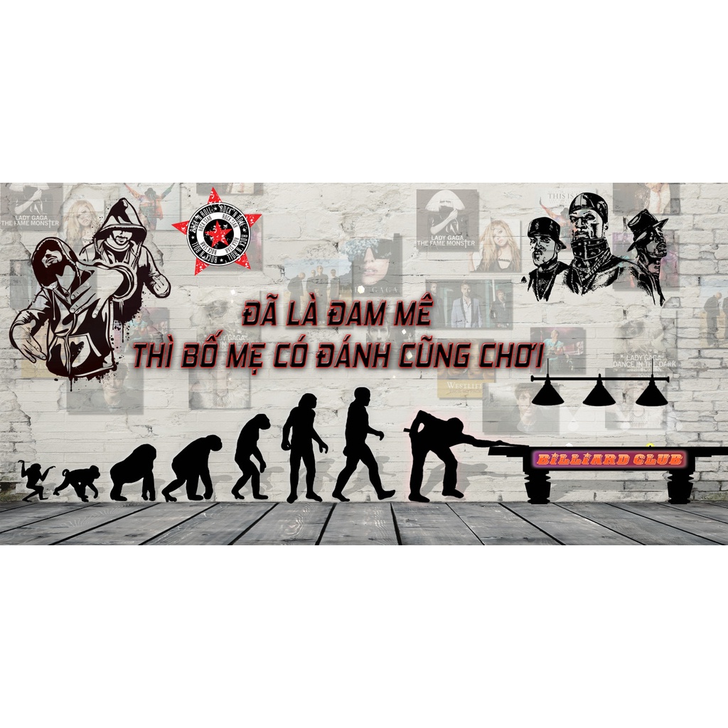 Tranh Billiards 3D dán tường kích thước lớn