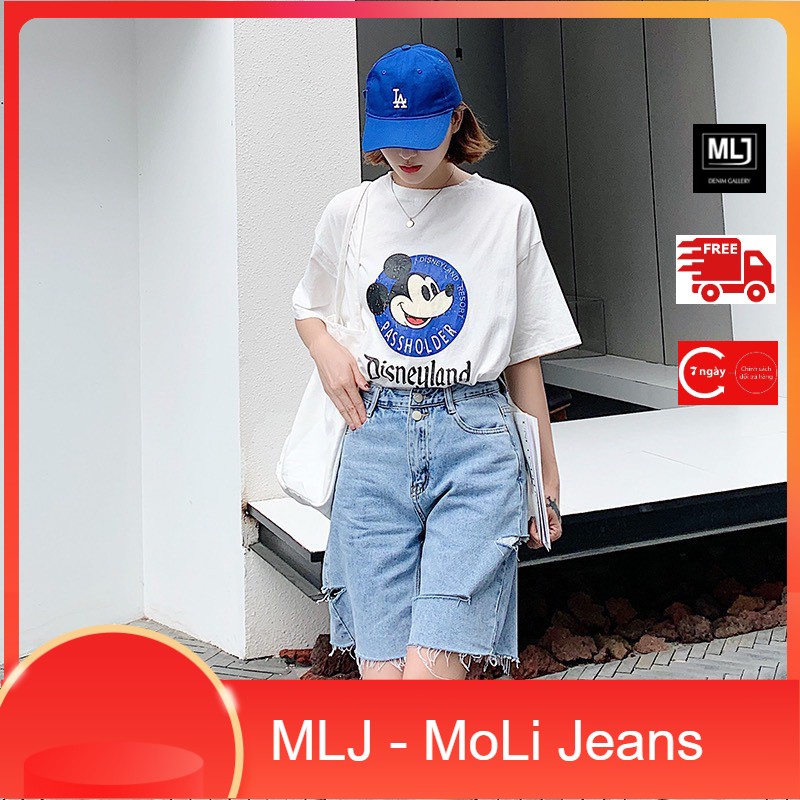 Quần jean ngố / lửng BIG SIZE lưng cao, phom RỘNG đẹp thời trang hot trend 3212 Rách