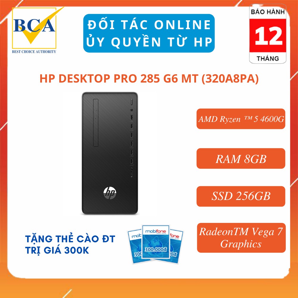 Máy tính để bàn HP Desktop Pro 285 G6 MT (Win 10/ RAM 8GB/ SSD 256GB/ RadeonTM Vega 8 Graphics) - 320A8PA