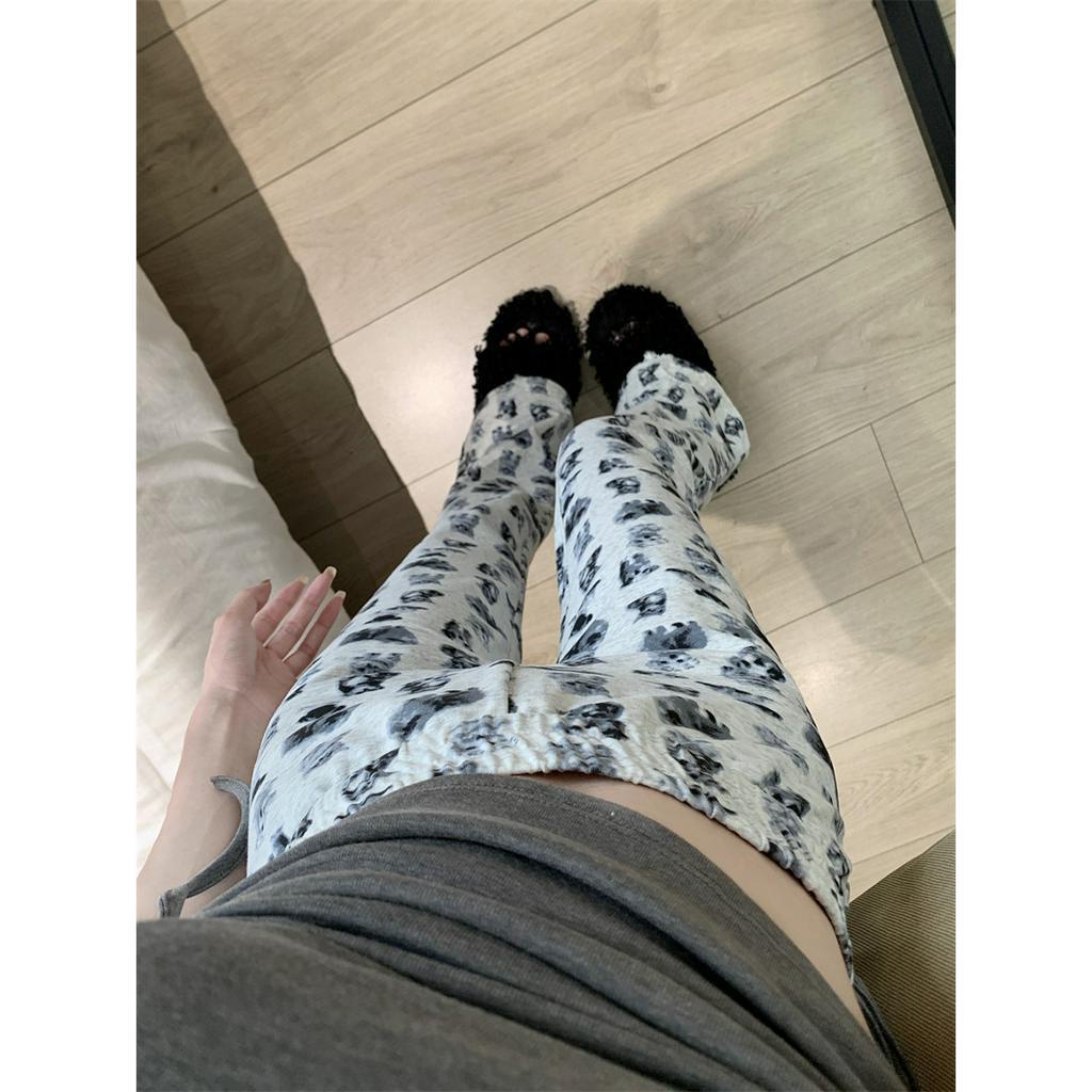 「 WELOVE1 」Quần Dài Nữ Lưng Cao In Hình Chú Chó Thời Trang