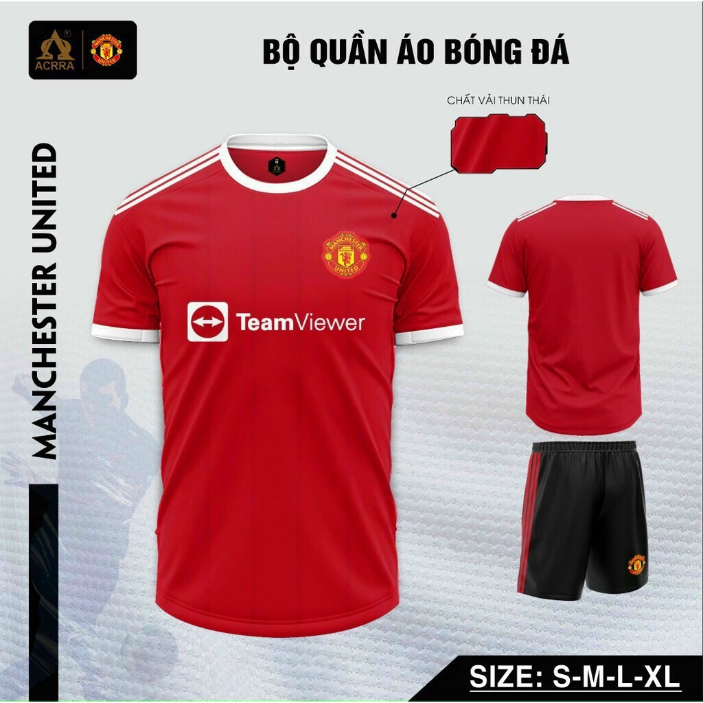 Bộ Đồ Đá Bóng Ma_nu (MCTU) Sân Nhà Màu Đỏ 2022 Vải Thái Quần Đen Cao Cấp - Quần Áo Bóng Đá Bởi Be Happy Sport XMCTU1502