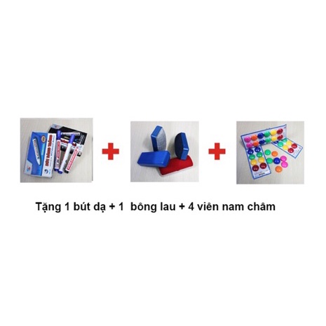 Bảng từ trắng Hàn Quốc có tặng bút, bông lau nam châm và nam châm - HOKAMI STORE