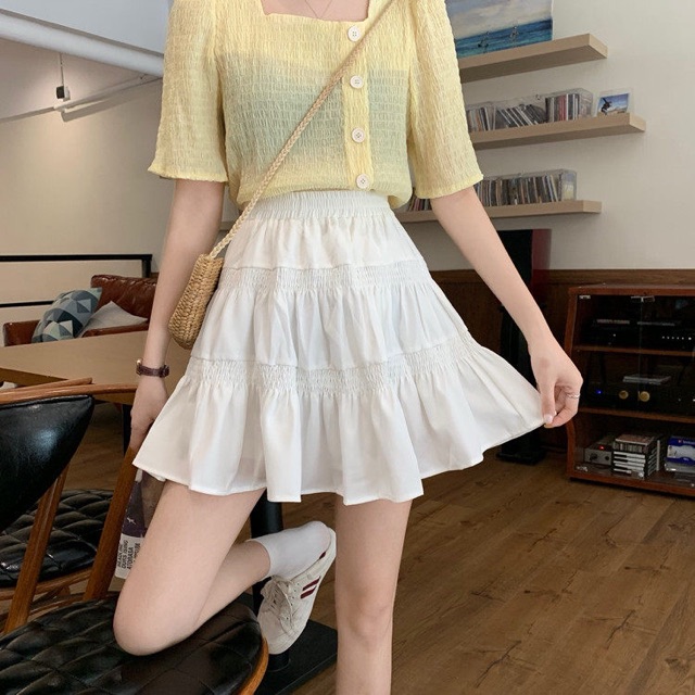 Chân Váy Chữ A Lưng Cao Màu Trơn Phong Cách Hàn Quốc | BigBuy360 - bigbuy360.vn