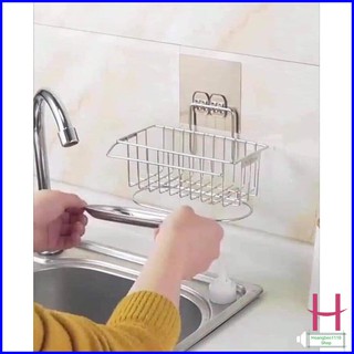 Kệ inox để đồ rửa chén bát dán tường có khay hứng nước cao cấp { H }