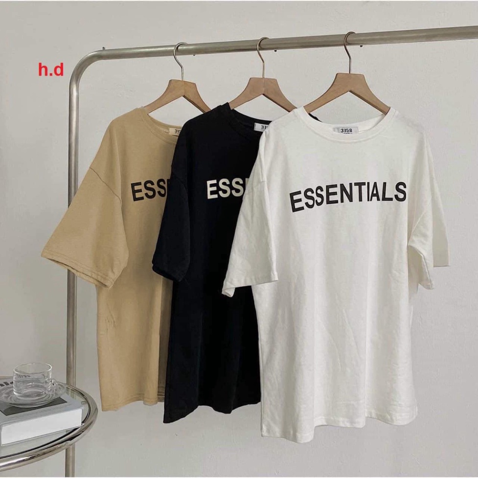 áo thun tay lỡ phom rộng in hình nổi ESSENTIALS TRẺ TRUNG NĂNG ĐỘNG GIẢI NHIỆT unisex from từ 40-60kg CHẤT COTTON