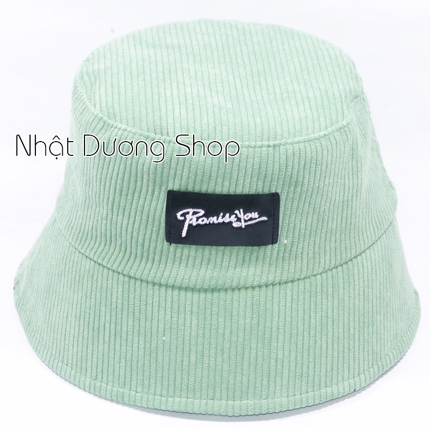 Nón Bucket vành cụp- Nón tai bèo thêu PromissYou chất nhung cao cấp phù hợp cho cả nam và nữ