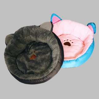 Nệm ngủ cho chó mèo thú cưng tròn hình mèo dễ thương, size S và size M