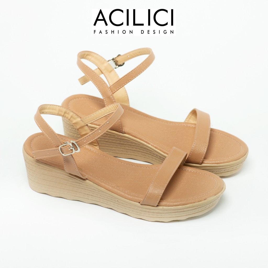 Giày sandal nữ  ACILICI đế xuồng, giày cao gót thời trang mang êm chân gót cao 5p fom chuẩn size 35-39 đủ màu_TC07