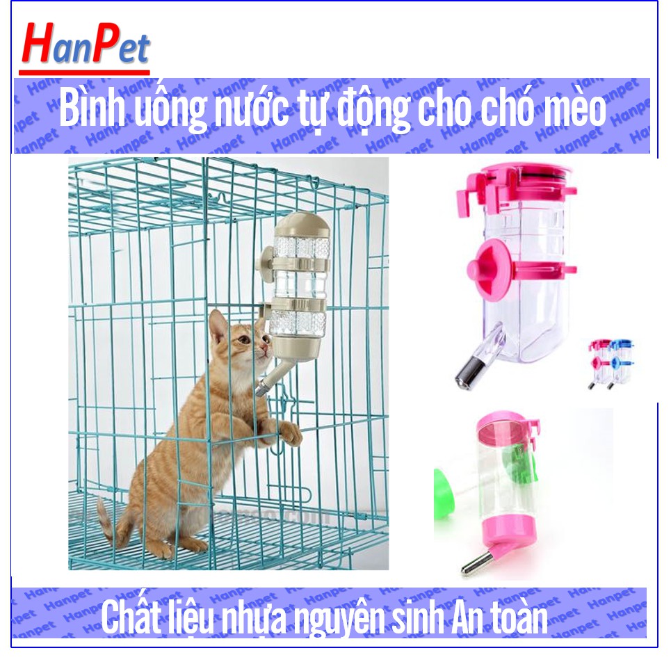 HN- Bình uống nước chó mèo tự động dạng treo chuồng lồng bình bi cho thú cưng ngậm