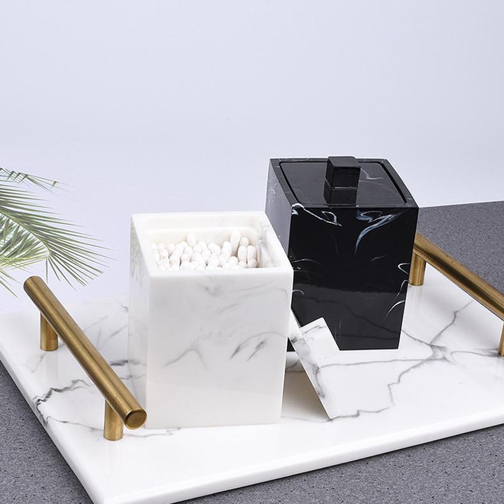 Hộp Đựng Tăm Bông / Bông Tẩy Trang Bằng Resin Kết Cấu Độc Đáo Giá Đỡ