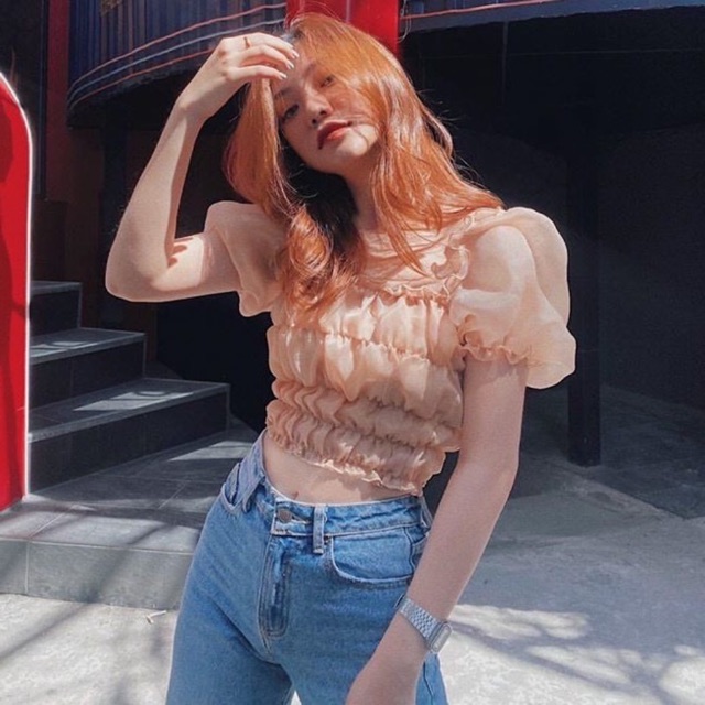 Áo croptop tay bồng u-s-e-d - Tặng 1 món quà nhỏ cho mỗi đơn hàng