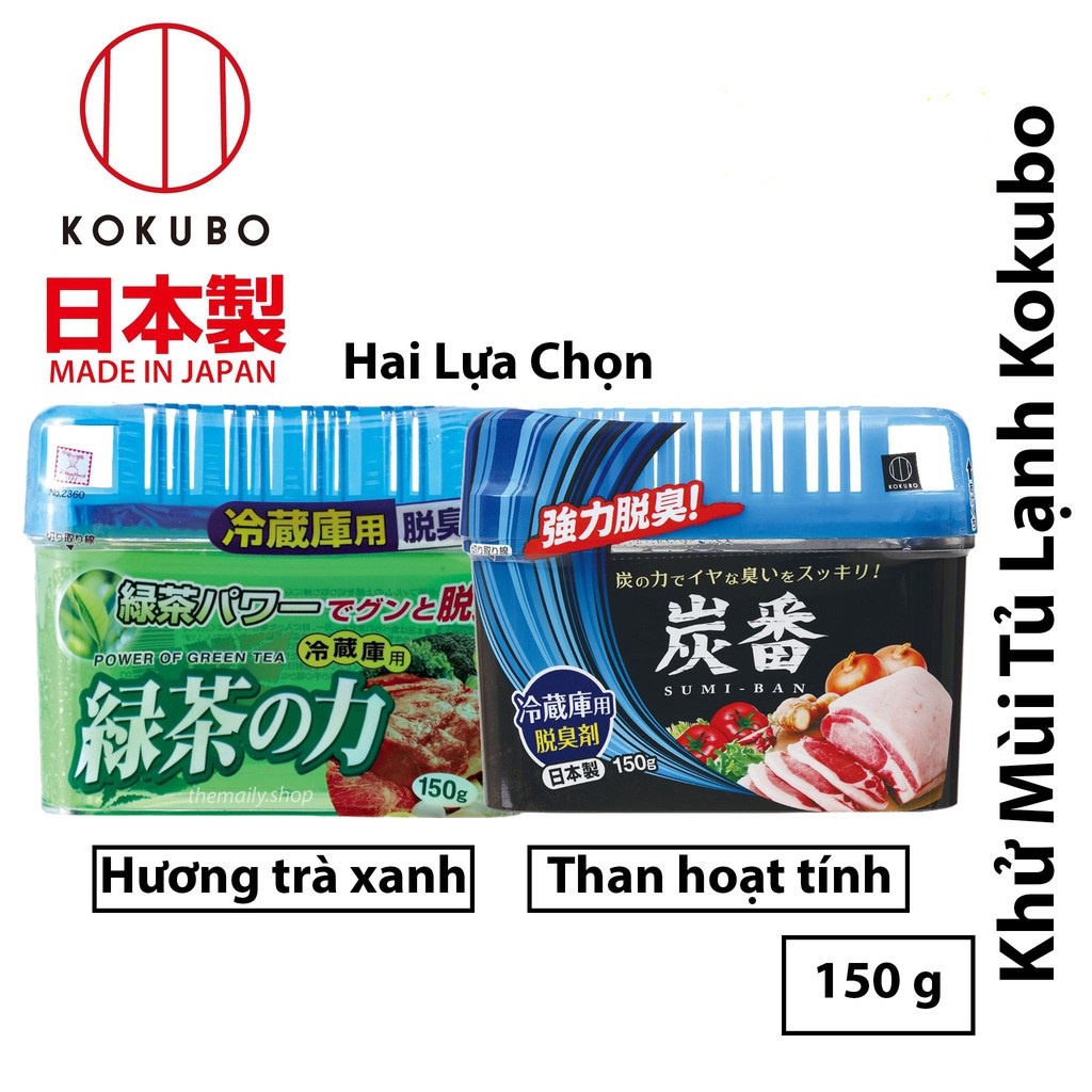 Hộp khử mùi tủ lạnh kokubo Nhật Bản 150g than hoạt tính và hương trà xanh