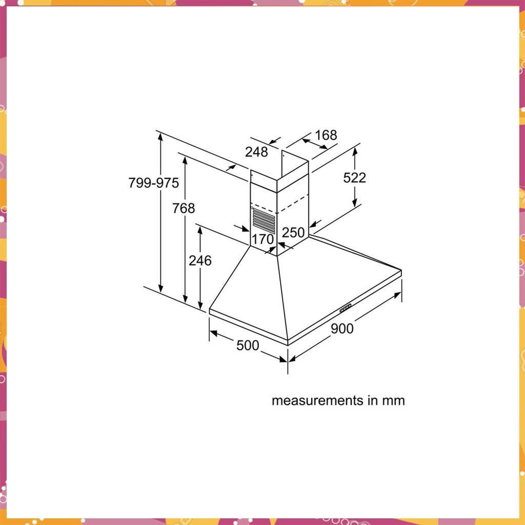 Máy hút mùi treo tường Bosch DWP96BC50B TGB Cam Kết Chính Hãng ( BH 3 NĂM )