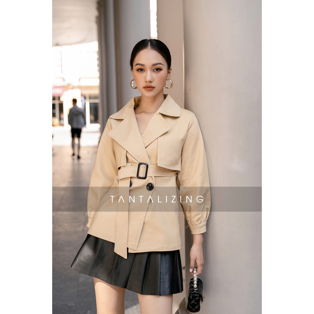 Chân váy da màu đen TANTALIZING