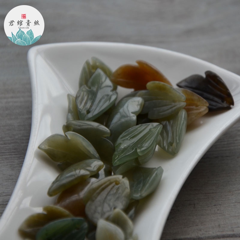 Junhua Kẹp Tóc Lá Đá Tự Nhiên Trong Suốt Lấp Lánh Màu Xanh Dương Dùng Làm Mặt Dây Chuyền Thủ Công diy Hán Phục