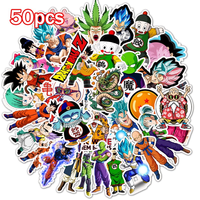 Bộ sticker Dragon Ball (miếng dán decal huy hiệu Bảy Viên Ngọc Rồng) chống nước dán xe nón bảo hiểm tủ vali Goku Vegeta