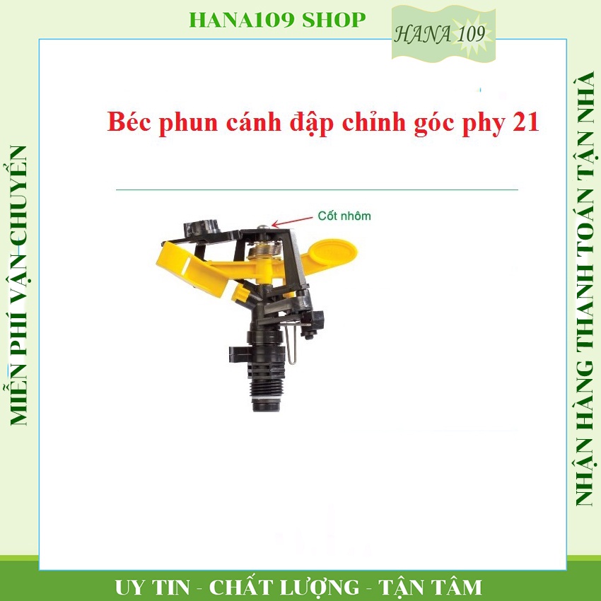 Béc tưới cây phun cánh đập chỉnh góc ren ngoài 21mm cốt nhôm chuyên tưới cây công nghiệp, ăn trái, cỏ trồng,..