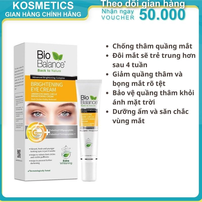 Kem Giảm Thâm Quầng Mắt Bọng Mắt BIO BALANCE 15ml