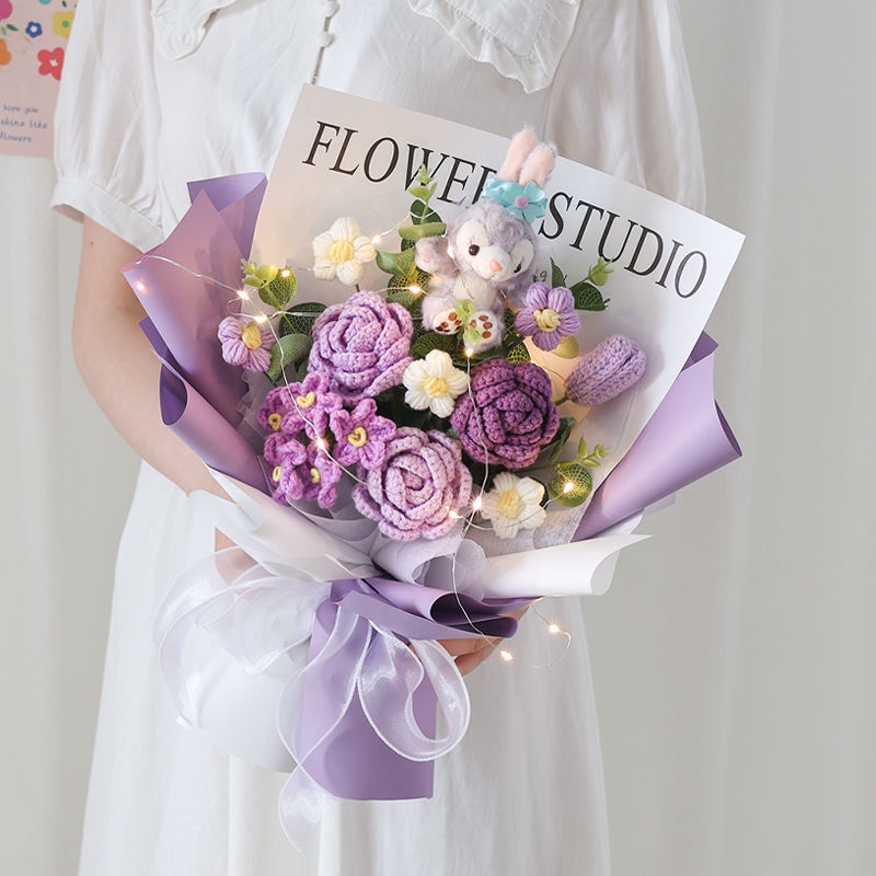 Búp Bê Đan Len Thủ Công Hình Chú Gấu Và Dâu Tây Dễ Thương Dùng Làm Quà Tặng Cho Bạn Gái