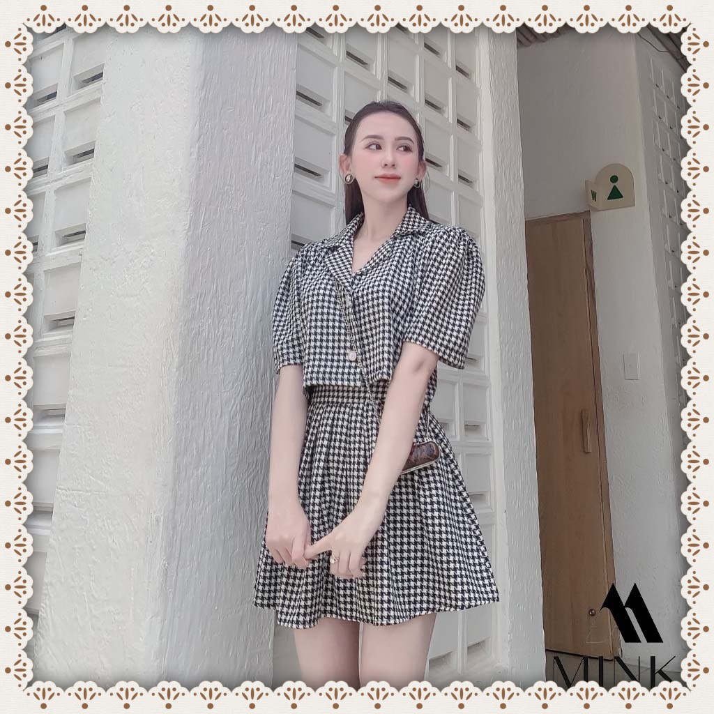 [HÀNG THIẾT KẾ] Set Vest Và Chân Váy Xòe Kẻ - Chất Liệu Kaki Cotton Cao Cấp - Họa Tiết Kẻ Ô Thanh Lịch | BigBuy360 - bigbuy360.vn