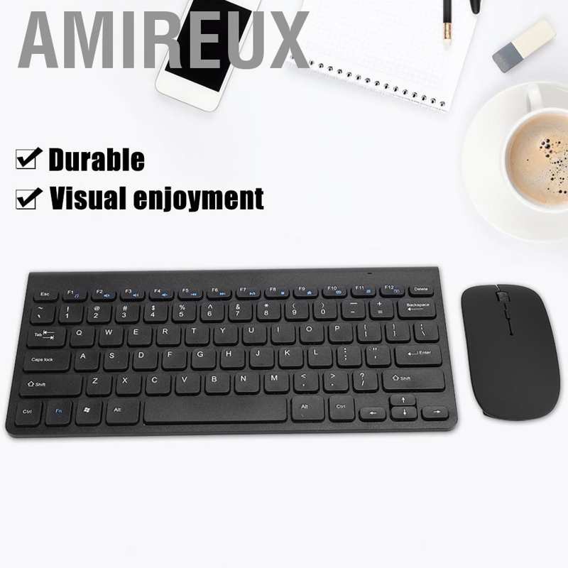 Amireux Wireless Keyboard Mouse Set Combo Black USB Receiver for Laptop Desktop Computer