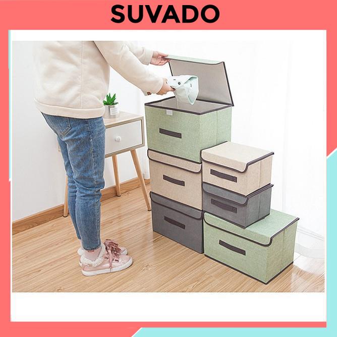 Hộp vải đựng đồ gấp gọn thùng đựng quần áo đồ lót đồ chơi đa năng bằng vải cứng, có nắp đậy HV01 SUVADO