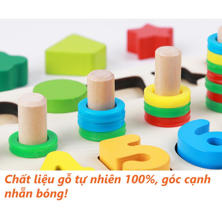 Bảng xếp hình tập đếm 85 chi tiết bằng gỗ