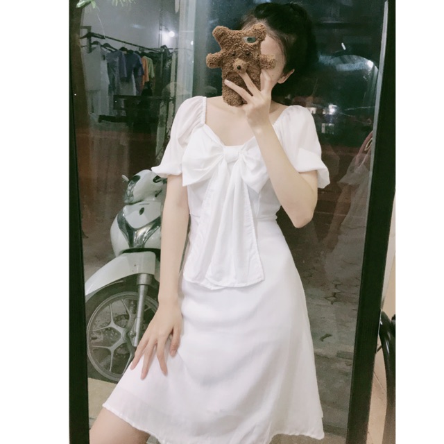Váy trắng nơ ( HẾT HÀNG )