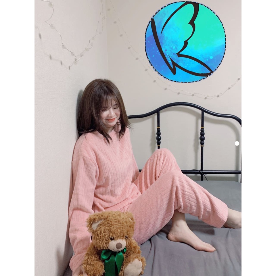 [Ảnh thật/ Hàng loại 1] Bộ Ngủ Lông Form Rộng Chất Đẹp Dày Dặn, Bộ Ngủ Nữ Lông Ấm Mềm Mịn