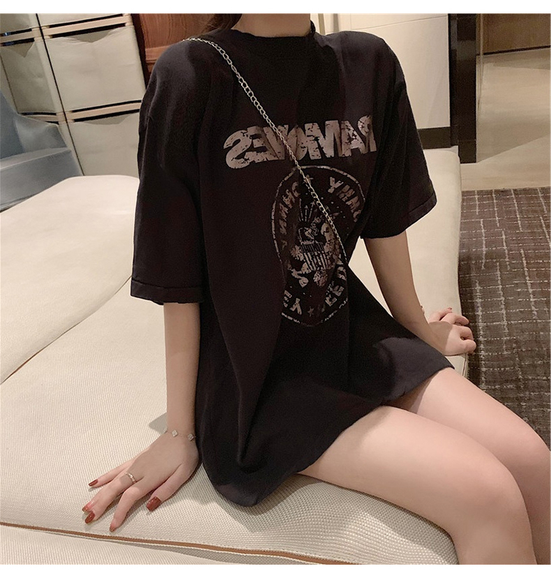 Áo Thun Nữ Tay Ngắn Dáng Rộng In Hình Mặt Cười Phong Cách Hàn Quốc