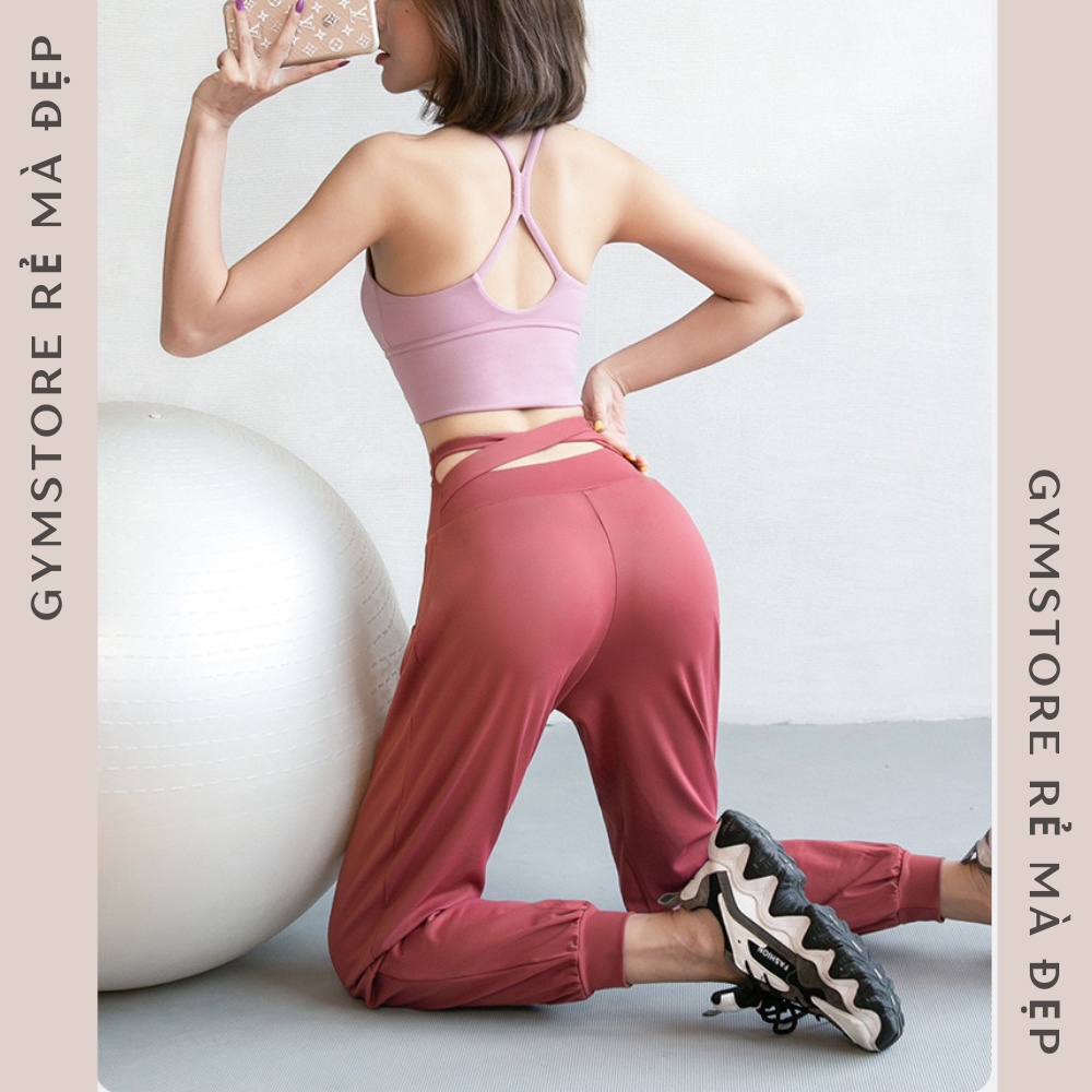 Quần Jogger Ống Rộng Thể Thao Nữ Tập Gym Yoga Thun Co Giãn Thoáng Mát GYMSTORE 091